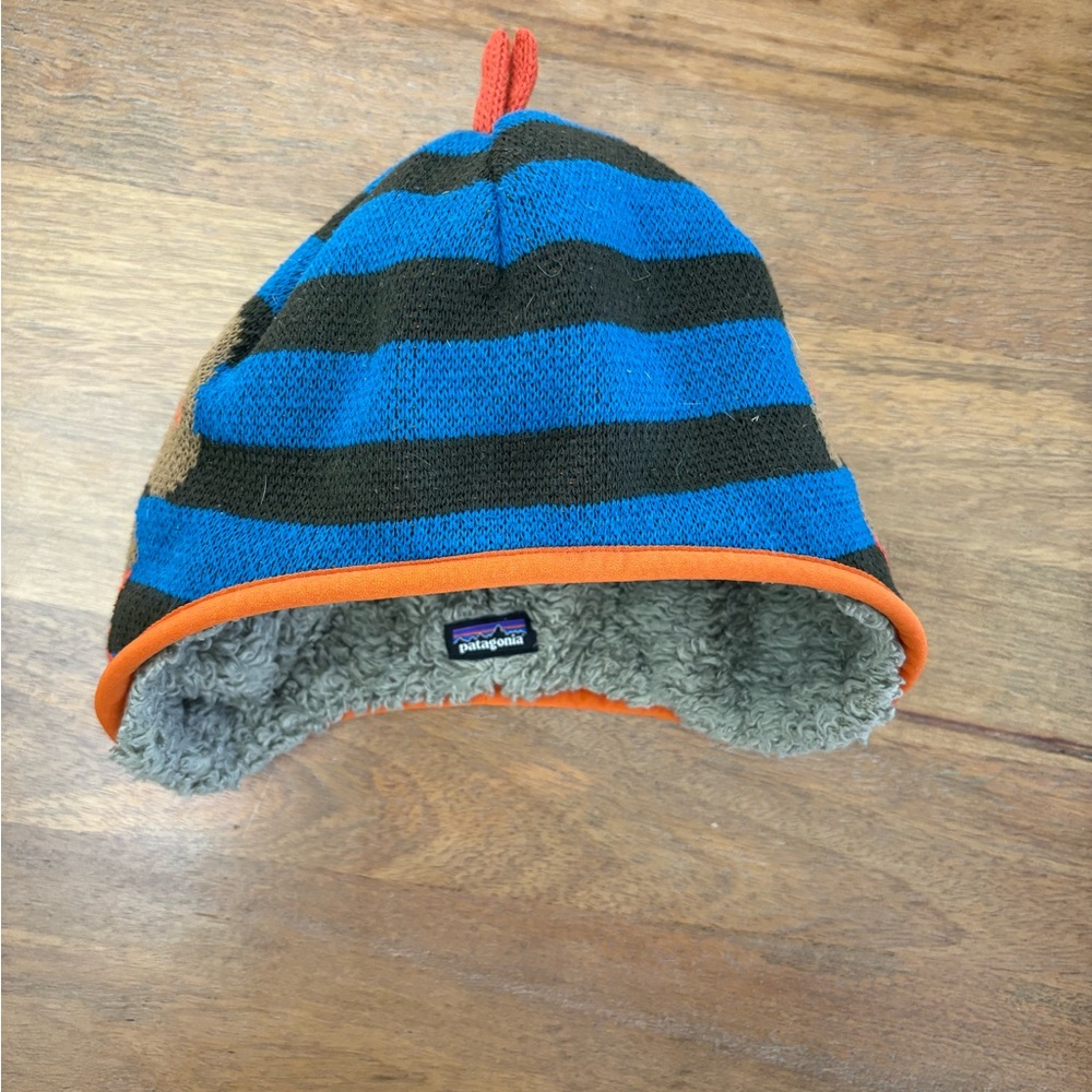 Patagonia Kids Blue and Black Striped Hat